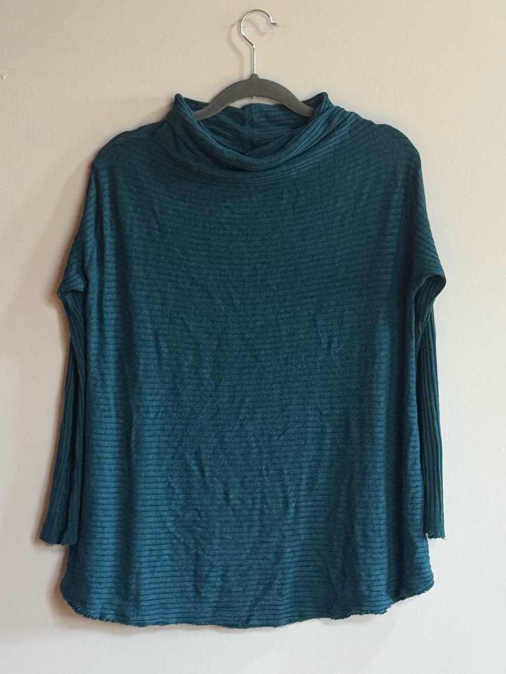 Free People We The Free Teal Ribbed Oversized Open Back Top M